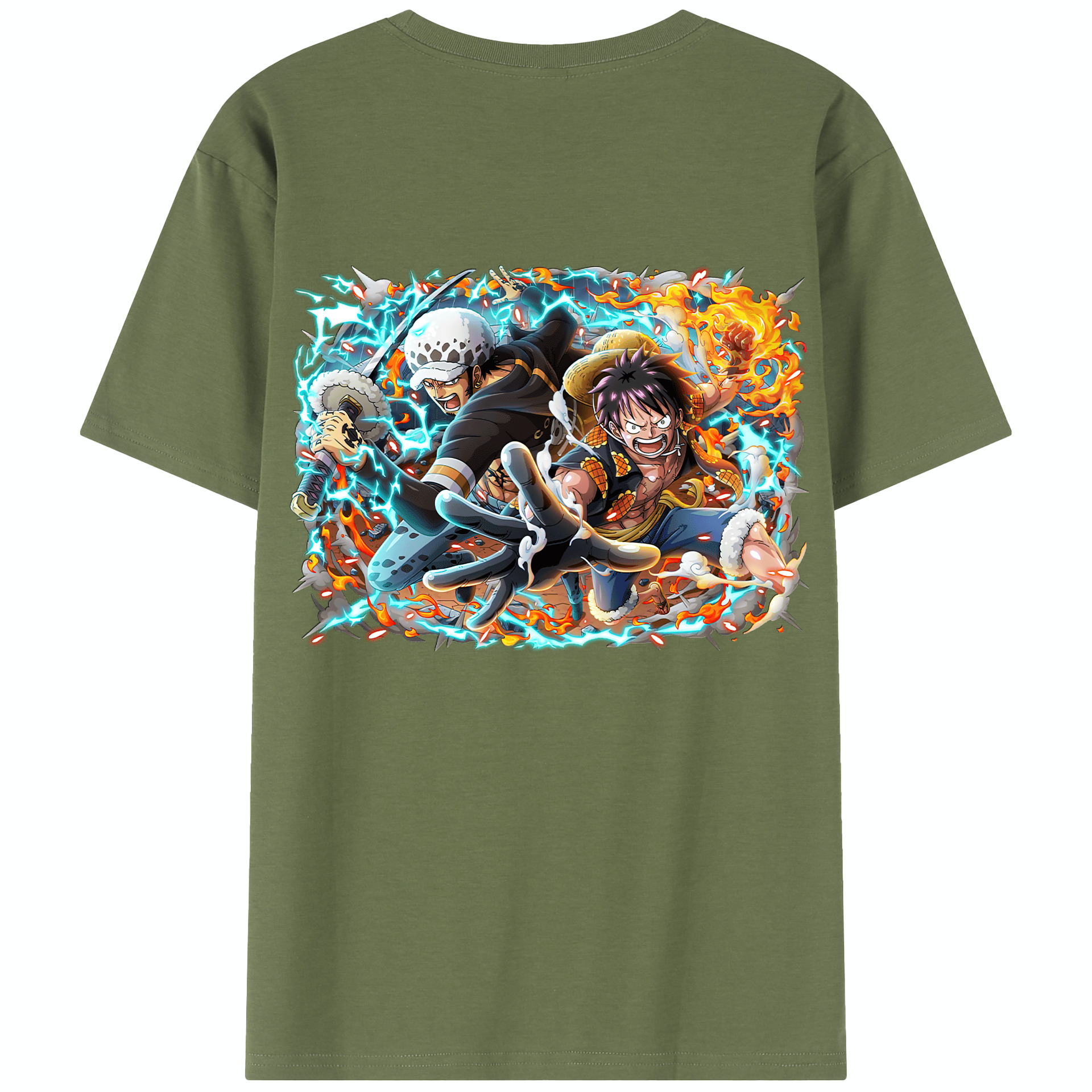 ワンピース モンキー・D・ルフィ ONE PIECE Monkey D. Luffy 綿100％半袖Tシャツ（背面プリント）